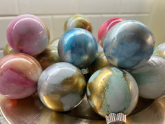 Pink Ornaments Glass Ball Christmas Ornaments with Pink Paint & Alcohol Inks Handcrafted Pink Christmas Ornaments