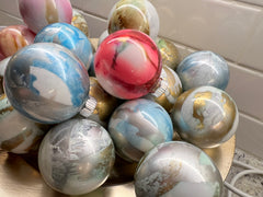 Pink Ornaments Glass Ball Christmas Ornaments with Pink Paint & Alcohol Inks Handcrafted Pink Christmas Ornaments
