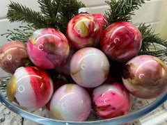 Pink Ornaments Glass Ball Christmas Ornaments with Pink Paint & Alcohol Inks Handcrafted Pink Christmas Ornaments