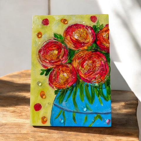 DAZZLING FLORAL BOUQUET GLASS ART