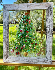 Green Christmas Tree on Glass 7"x9"