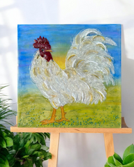 Rockin'Rudy Rooster Glass & Resin Art the perfect gift for Mother and Father