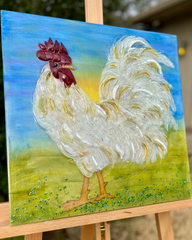 Rockin'Rudy Rooster Glass & Resin Art the perfect gift for Mother and Father