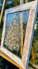 Gold Christmas Tree on Glass 7x9